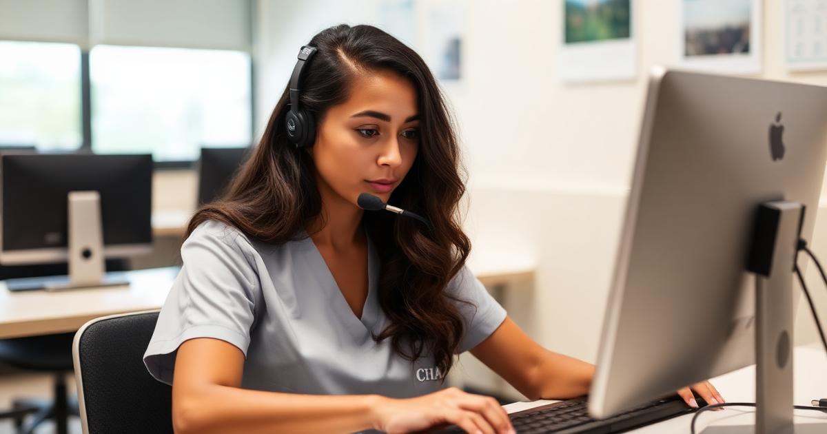 Nursing student taking a proctored ATI or HESI computer exam in a testing lab