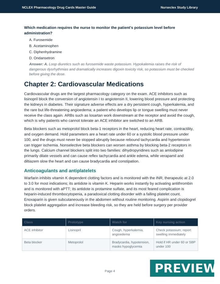 NCLEX Pharmacology Drug Cards Master Guide - Page 4