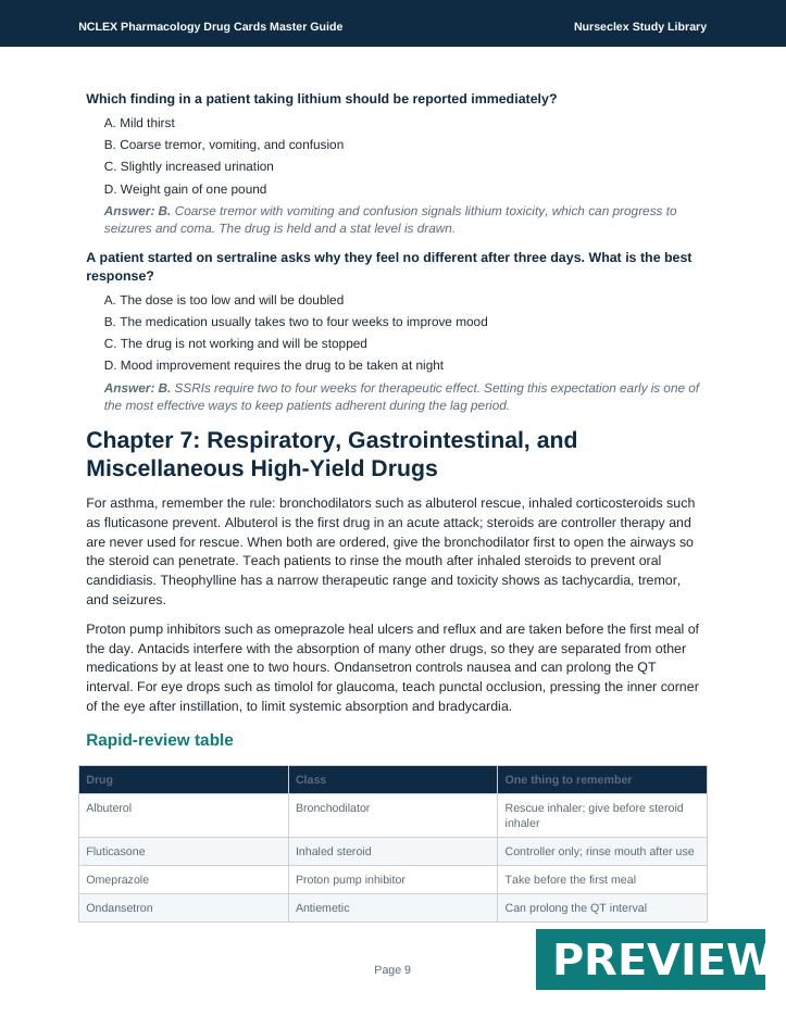 NCLEX Pharmacology Drug Cards Master Guide - Page 9
